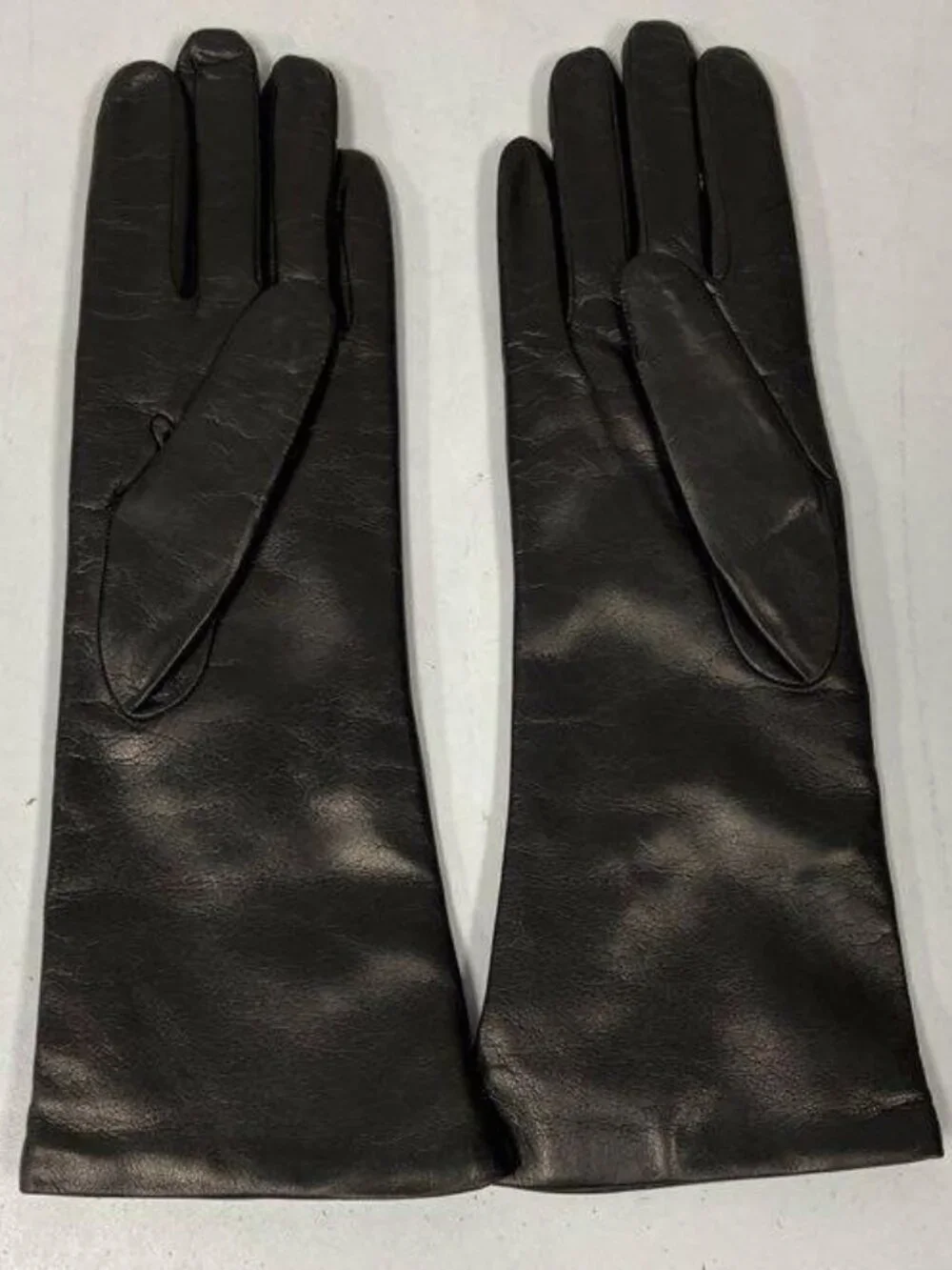 Vintage Giorgio Sermoneta Women's Black Leather Lined Long Gloves Sz 6